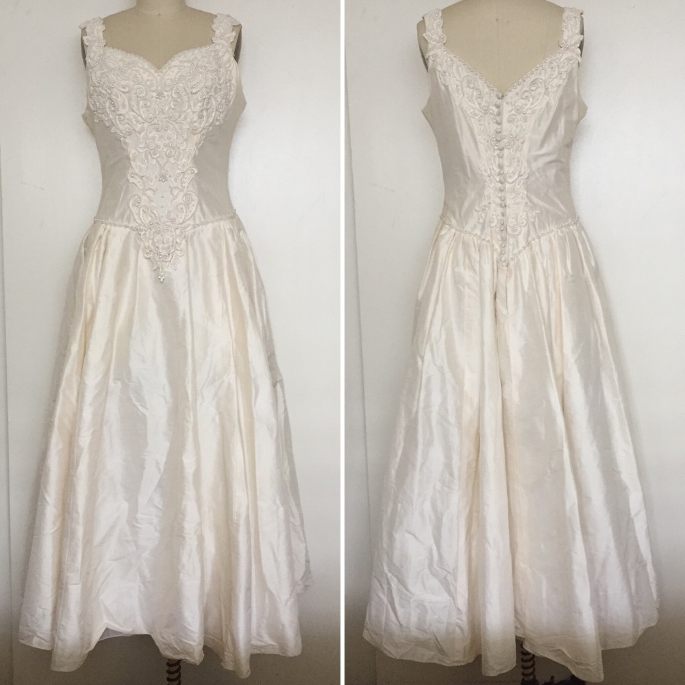 Silk Beaded Pearl Wedding/Prom/Party Dress